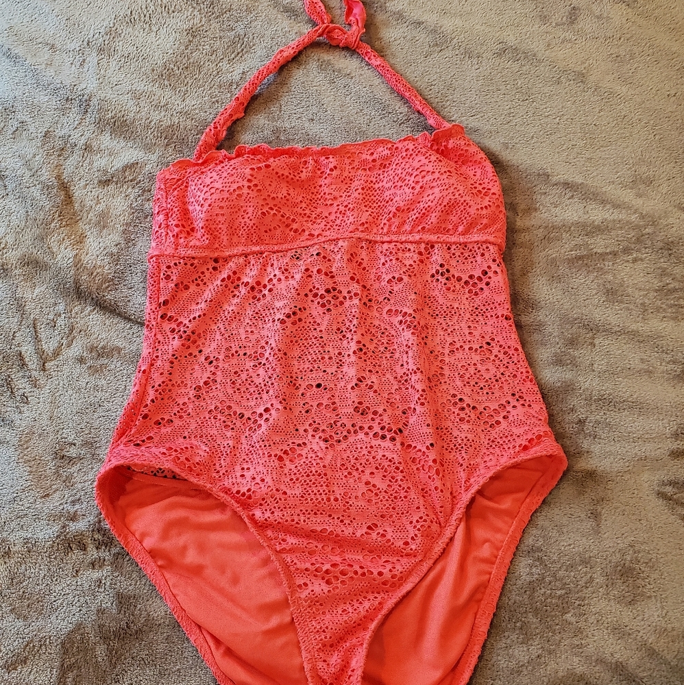 Mossimo Crochet Coral One Piece Swimsuit